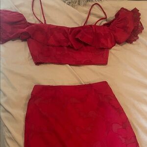 Free People Red Skirt Set
